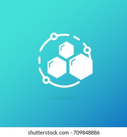 Illustration of business logotype science. Vector design logo laboratory. Molecule pictogram, chemistry abstract icon