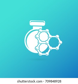 Illustration of business logotype science. Vector design logo laboratory. Molecule pictogram, chemistry abstract icon