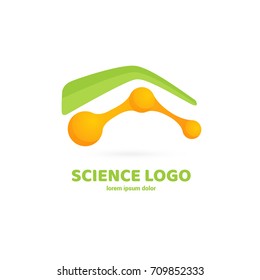 Illustration of business logotype science. Vector design logo laboratory. Molecule pictogram, chemistry abstract icon