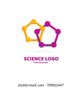 Illustration of business logotype science. Vector design logo laboratory. Molecule pictogram, chemistry abstract icon