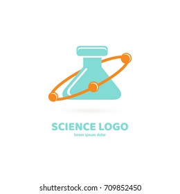 Illustration of business logotype science. Vector design logo laboratory. Molecule pictogram, chemistry abstract icon