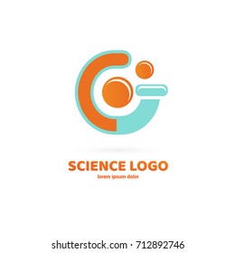 Illustration of business logotype science. Vector design logo laboratory. Molecule pictogram, chemistry abstract icon