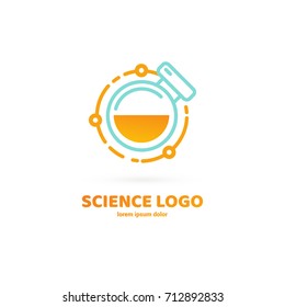 Illustration of business logotype science. Vector design logo laboratory. Molecule pictogram, chemistry abstract icon