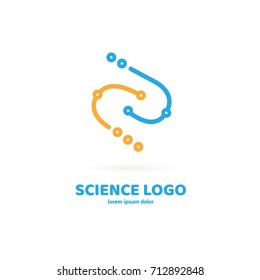 Illustration of business logotype science. Vector design logo laboratory. Molecule pictogram, chemistry abstract icon