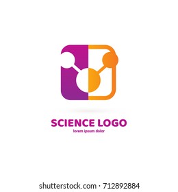 Illustration of business logotype science. Vector design logo laboratory. Molecule pictogram, chemistry abstract icon
