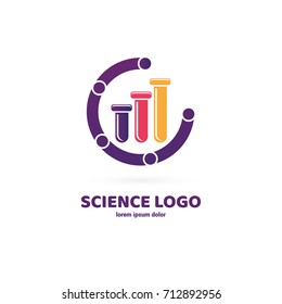 Illustration of business logotype science. Vector design logo laboratory. Molecule pictogram, chemistry abstract icon