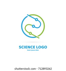 Illustration of business logotype science. Vector design logo laboratory. Molecule pictogram, chemistry abstract icon