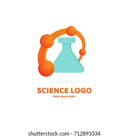 Illustration of business logotype science. Vector design logo laboratory. Molecule pictogram, chemistry abstract icon