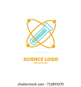 Illustration of business logotype science. Vector design logo laboratory. Molecule pictogram, chemistry abstract icon