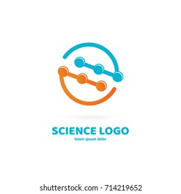 Illustration of business logotype science. Vector design logo laboratory. Molecule pictogram, chemistry abstract icon