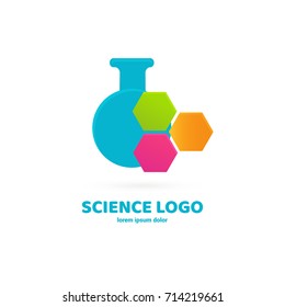Illustration of business logotype science. Vector design logo laboratory. Molecule pictogram, chemistry abstract icon