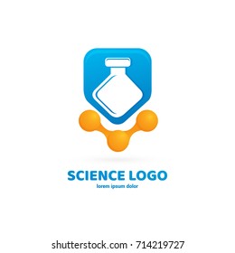 Illustration of business logotype science. Vector design logo laboratory. Molecule pictogram, chemistry abstract icon