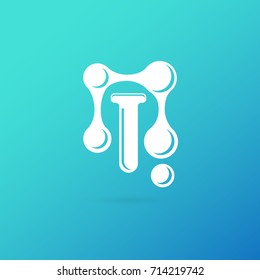 Illustration of business logotype science. Vector design logo laboratory. Molecule pictogram, chemistry abstract icon