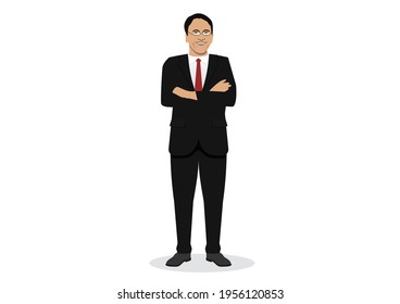 Illustration of Business man confident. Vector flat illustration