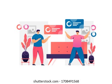 illustration of business man discussion marketing strategy