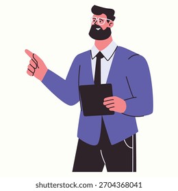 Illustration of an Business man explaining