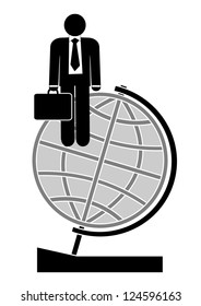 Illustration of business man on arrow .