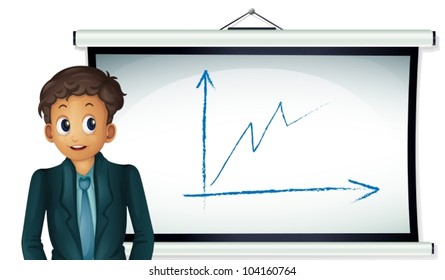 Illustration of a business man presenting a chart