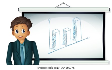 Illustration of a business man presenting a chart