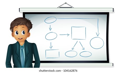 Illustration of a business man presenting a chart