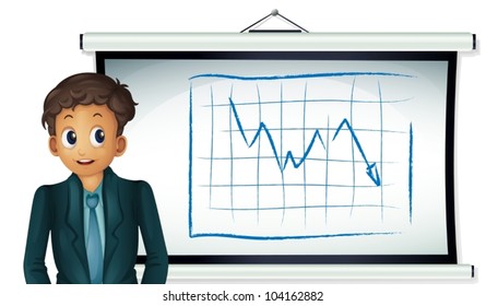 Illustration of a business man presenting a chart