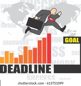illustration of business man run into success because of the hardworks