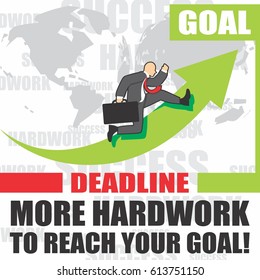 illustration of business man run into success because of the hardworks