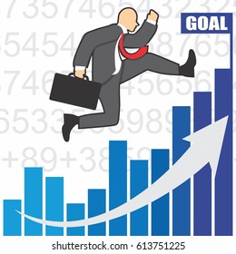 illustration of business man run into success because of the hardworks