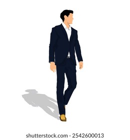 illustration of a business man in a suit walking confidently