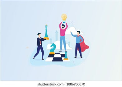 Illustration eines Unternehmens, Büro-Mitarbeiter studieren , analysieren die Evolutionsskala, Geschäftsverhandlungen, geeignet für Diagramme, Infografiken, Buchillustration, Game Asset und andere grafische Verwandte 