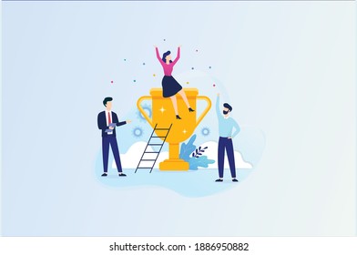 Illustration of a business, office workers study , analyze the evolutionary scale, business negotiations, Suitable for Diagrams, Infographics, Book Illustration, Game Asset, And Other Graphic Related 