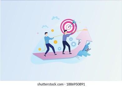 Illustration of a business, office workers study , analyze the evolutionary scale, business negotiations, Suitable for Diagrams, Infographics, Book Illustration, Game Asset, And Other Graphic Related 
