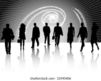 Illustration of business people and abstract