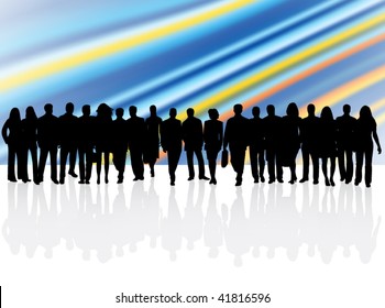 Illustration of business people and abstract