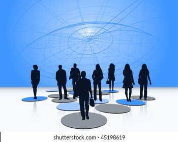 Illustration of business people and abstract