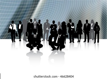 Illustration of business people and abstract