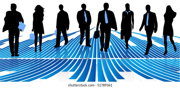 Illustration of business people and abstract