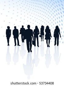 Illustration of business people and abstract