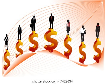 Illustration of business people and abstract