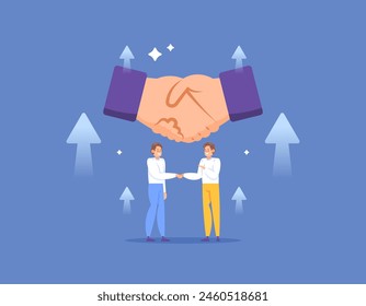 illustration of business people shaking hands. make a deal. decided to work together and become business partners. work together to improve business performance. agreement. illustration concept design