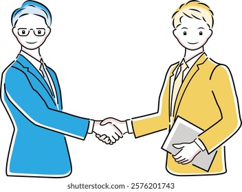 Illustration of business people shaking hands