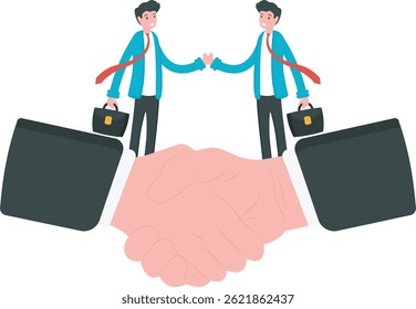 illustration of business people shaking hands. make a deal. decided to work together and become business partners. work together to improve business performance. agreement. illustration concept design