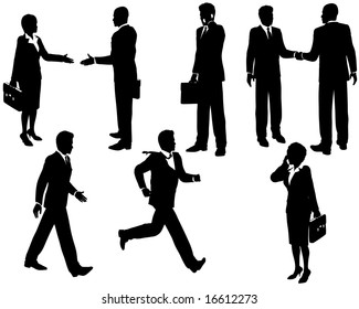 Illustration of business people silhouetted in various poses