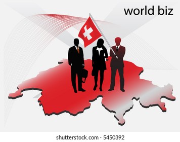 Illustration of business people with switzerland map