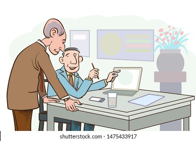 illustration business people working on project together in the office.ask job comments.