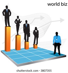 Illustration of business people... world biz