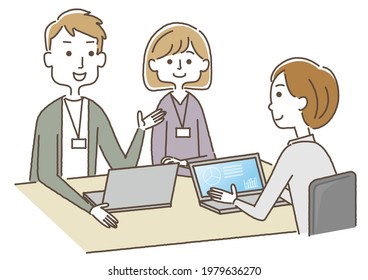 Illustration of a business person having a meeting.