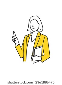 Illustration of a business person holding documents and explaining