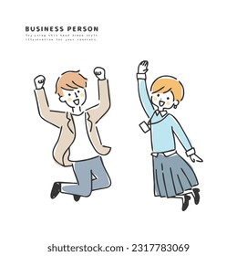 Illustration of a business person jumping.