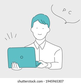 Illustration of a business person with a laptop